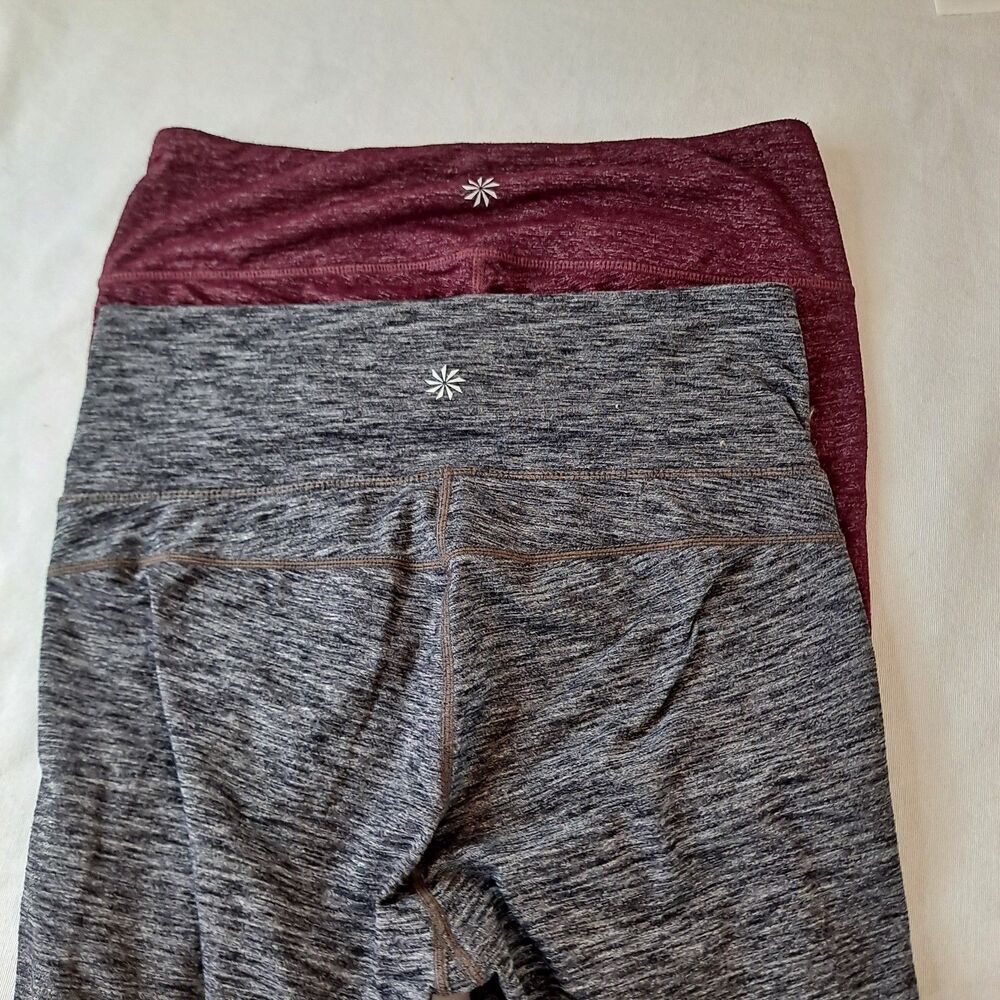 Athleta Legging Lot Of 2 Size S Gray Full Length & Burgundy Capri